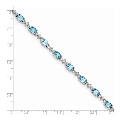 Sterling Silver Swiss Blue Topaz & White Topaz Bracelet – view 3