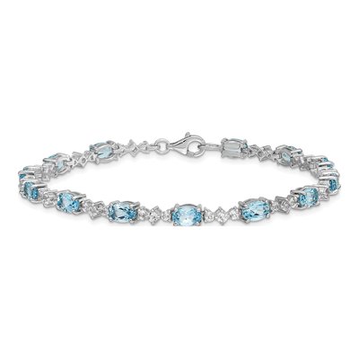 Sterling Silver Swiss Blue Topaz & White Topaz Bracelet – view 4