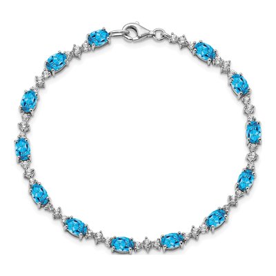 Sterling Silver Swiss Blue Topaz & White Topaz Bracelet – view 5