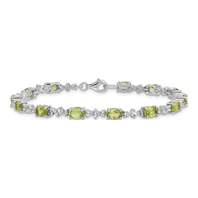 Sterling Silver Peridot & White Topaz Bracelet – view 3