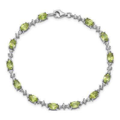 Sterling Silver Peridot & White Topaz Bracelet – view 5