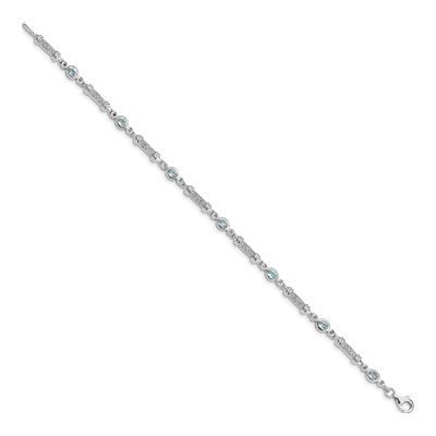 Sterling Silver 1/15 ct tw Aquamarine & Diamond Bracelet – view 2