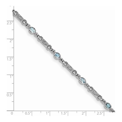 Sterling Silver 1/15 ct tw Aquamarine & Diamond Bracelet – view 4