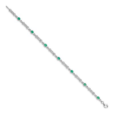Sterling Silver 1/15 ct tw Emerald & Diamond Bracelet – view 2