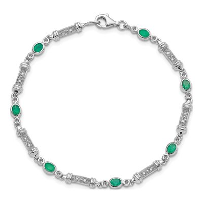 Sterling Silver 1/15 ct tw Emerald & Diamond Bracelet – view 5