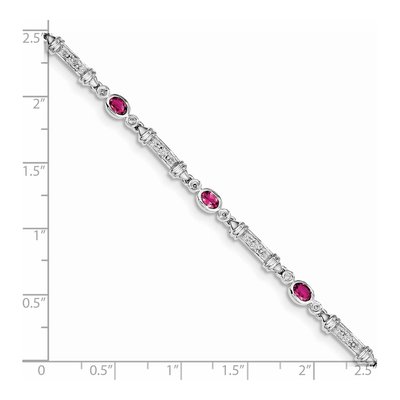 Sterling Silver 1/15 ct tw Pink Tourmaline & Diamond Bracelet – view 4