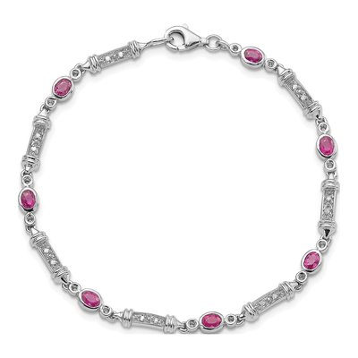 Sterling Silver 1/15 ct tw Pink Tourmaline & Diamond Bracelet – view 5