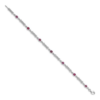 Sterling Silver 1/15 ct tw Composite Ruby & Diamond Bracelet – view 2