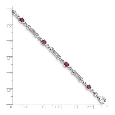 Sterling Silver 1/15 ct tw Composite Ruby & Diamond Bracelet – view 4