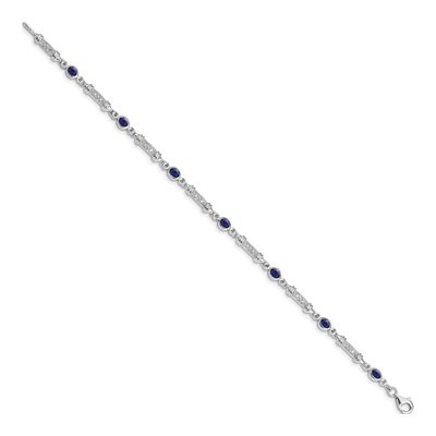 Sterling Silver 1/15 ct tw Sapphire & Diamond Bracelet – view 2