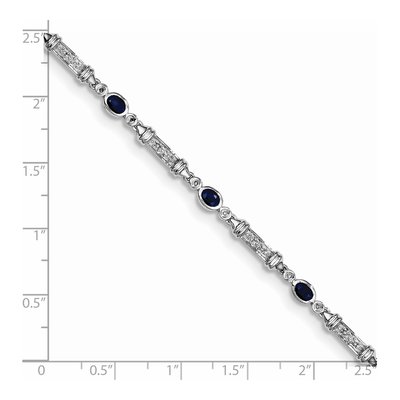 Sterling Silver 1/15 ct tw Sapphire & Diamond Bracelet – view 3