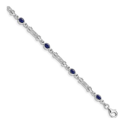 Sterling Silver 1/15 ct tw Sapphire & Diamond Bracelet