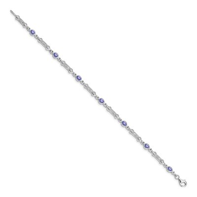 Sterling Silver 1/15 ct tw Tanzanite & Diamond Bracelet – view 2