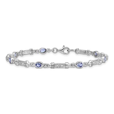 Sterling Silver 1/15 ct tw Tanzanite & Diamond Bracelet – view 3