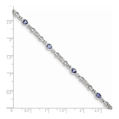 Sterling Silver 1/15 ct tw Tanzanite & Diamond Bracelet – view 4