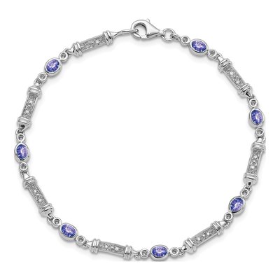 Sterling Silver 1/15 ct tw Tanzanite & Diamond Bracelet – view 5