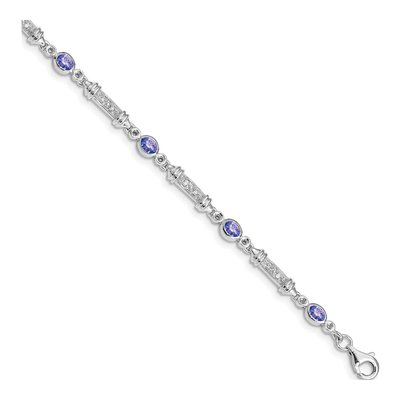 Sterling Silver 1/15 ct tw Tanzanite & Diamond Bracelet