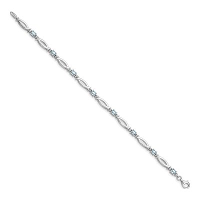 Sterling Silver Aquamarine & Diamond Bracelet – view 2