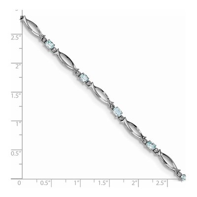Sterling Silver Aquamarine & Diamond Bracelet – view 3