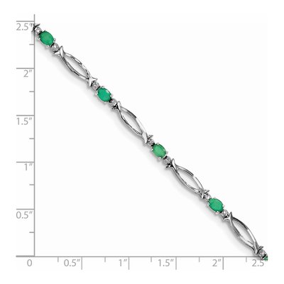 Sterling Silver Emerald & Diamond Bracelet – view 3