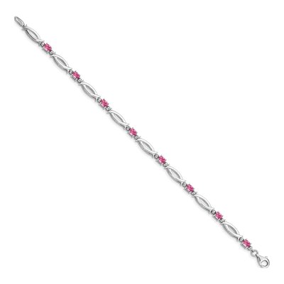 Sterling Silver Pink Tourmaline & Diamond Bracelet – view 2