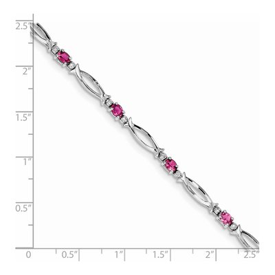 Sterling Silver Pink Tourmaline & Diamond Bracelet – view 3