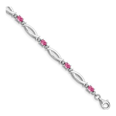 Sterling Silver Pink Tourmaline & Diamond Bracelet