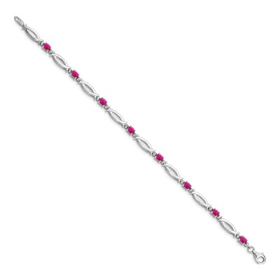Sterling Silver Composite Ruby & Diamond Bracelet – view 2