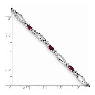 Sterling Silver Composite Ruby & Diamond Bracelet – view 3