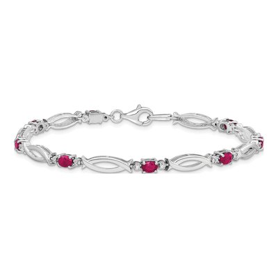 Sterling Silver Composite Ruby & Diamond Bracelet – view 4