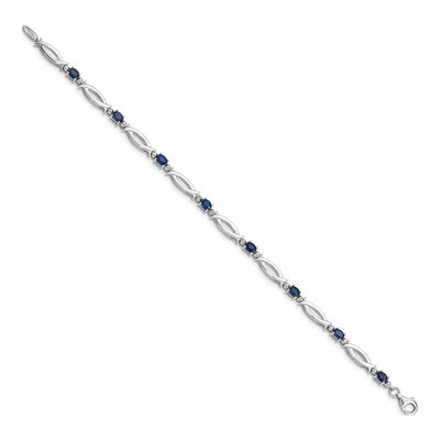 Sterling Silver Sapphire & Diamond Bracelet – view 2