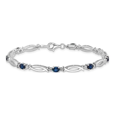 Sterling Silver Sapphire & Diamond Bracelet – view 4