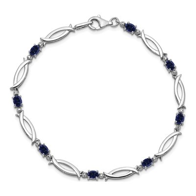Sterling Silver Sapphire & Diamond Bracelet – view 5