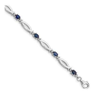 Sterling Silver Sapphire & Diamond Bracelet