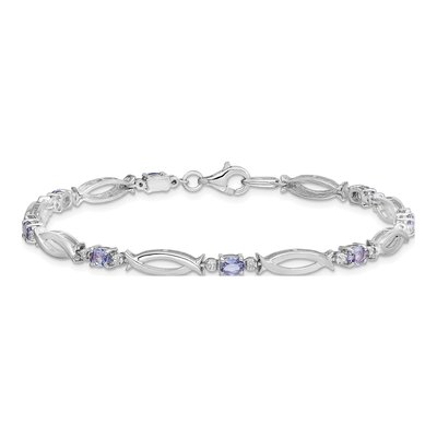 Sterling Silver Tanzanite & Diamond Bracelet – view 4