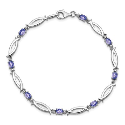 Sterling Silver Tanzanite & Diamond Bracelet – view 5