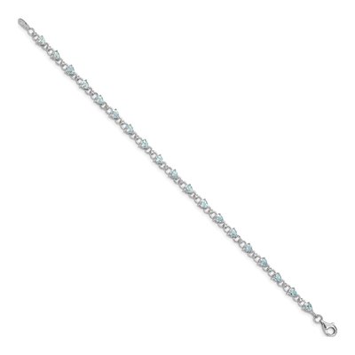 Sterling Silver Aquamarine & Diamond Bracelet – view 2