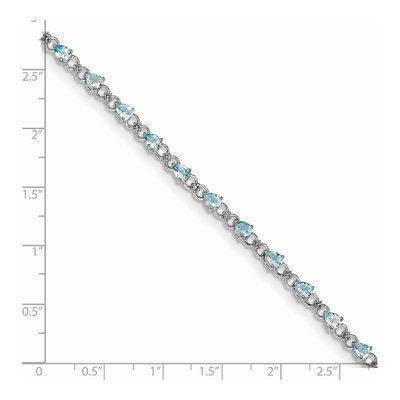 Sterling Silver Aquamarine & Diamond Bracelet – view 4