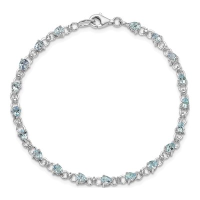Sterling Silver Aquamarine & Diamond Bracelet – view 5