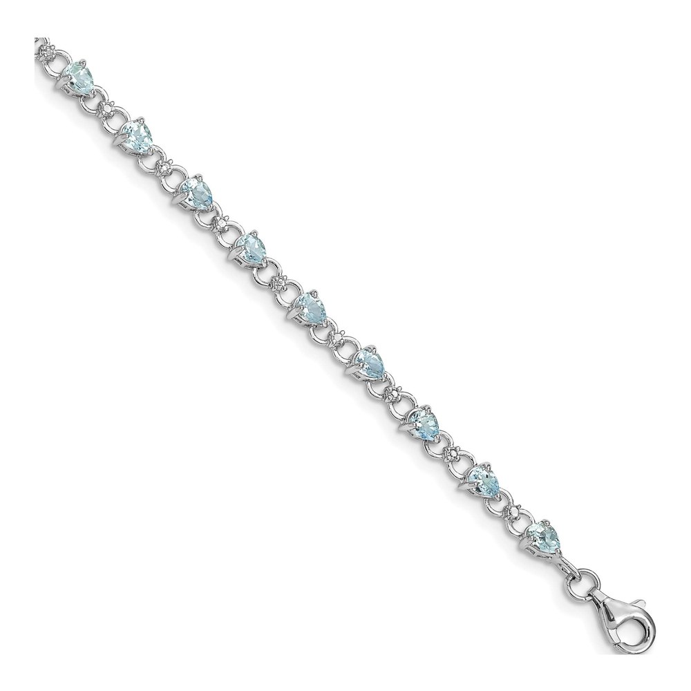 Sterling Silver Aquamarine & Diamond Bracelet