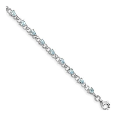Sterling Silver Aquamarine & Diamond Bracelet