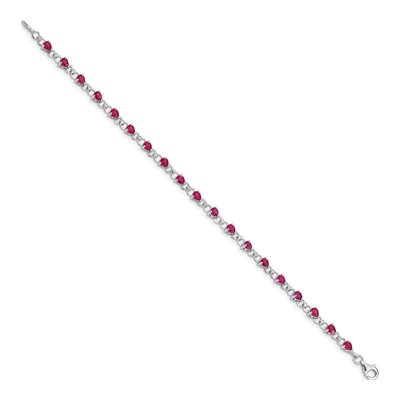 Sterling Silver Composite Ruby & Diamond Bracelet – view 2