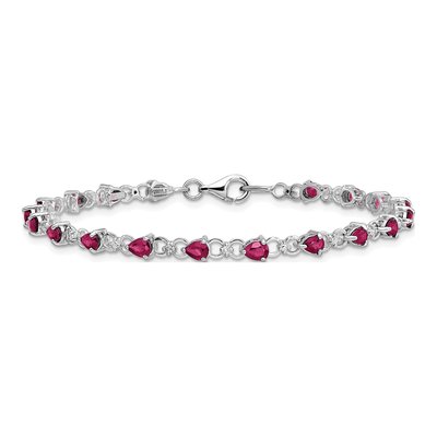 Sterling Silver Composite Ruby & Diamond Bracelet – view 3