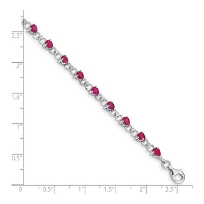 Sterling Silver Composite Ruby & Diamond Bracelet – view 4