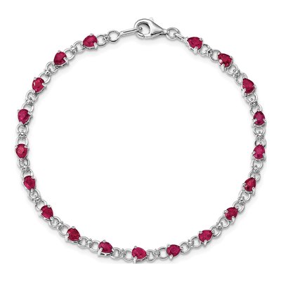 Sterling Silver Composite Ruby & Diamond Bracelet – view 5