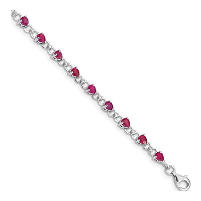 Sterling Silver Composite Ruby & Diamond Bracelet