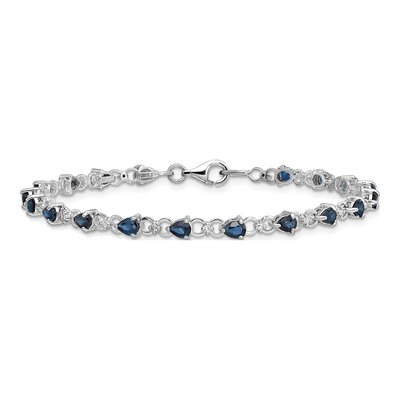 Sterling Silver Sapphire & Diamond Bracelet – view 3