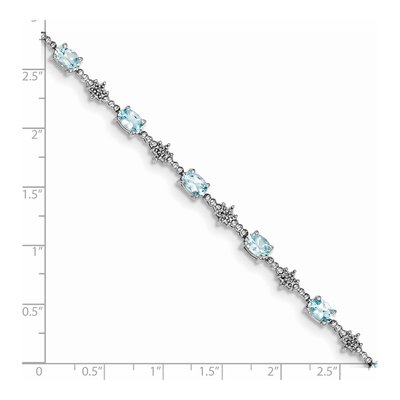 Sterling Silver Aquamarine & Diamond Bracelet – view 4
