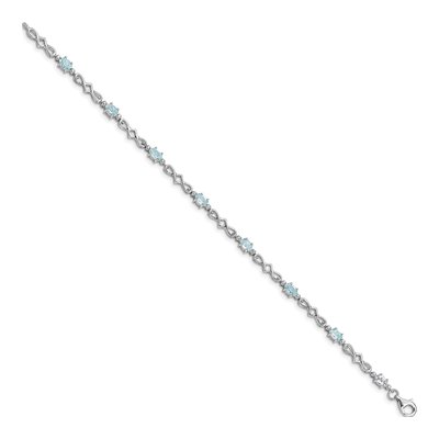 Sterling Silver Aquamarine & Diamond Bracelet – view 2