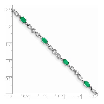 Sterling Silver Emerald & Diamond Bracelet – view 3
